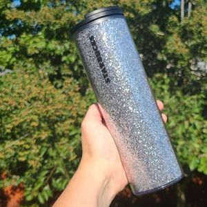 STARBUCKS Silver Glitter Travel Tumbler
